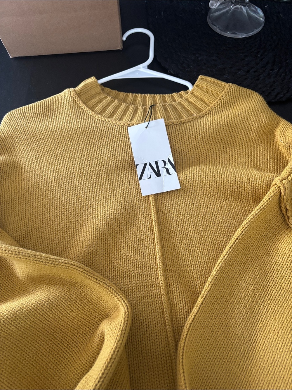 Zara Mustard Crewneck Sweater with Center Seam